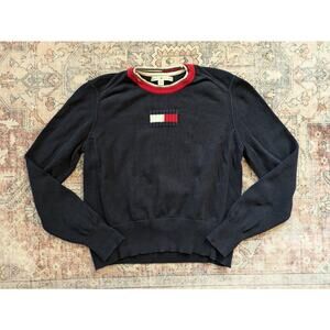 Vintage Y2K Tommy Hilfiger Sweater Flag Logo Adult Large
